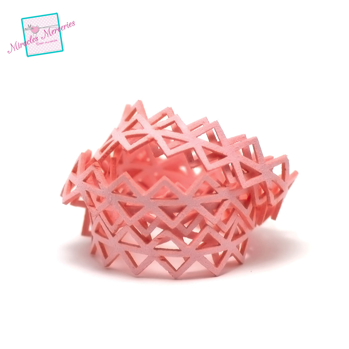 1 m de cordon lanière daim ajouré 03 double triangle 18x2 mm,rose