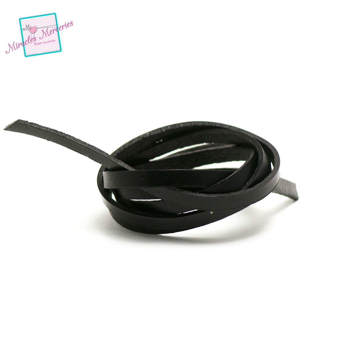 Cordon En Cuir Véritable Noir - Section 5x2mm, Longueur 1 Mètre - Pour Fabrication De Bijoux Ou Accessoires
