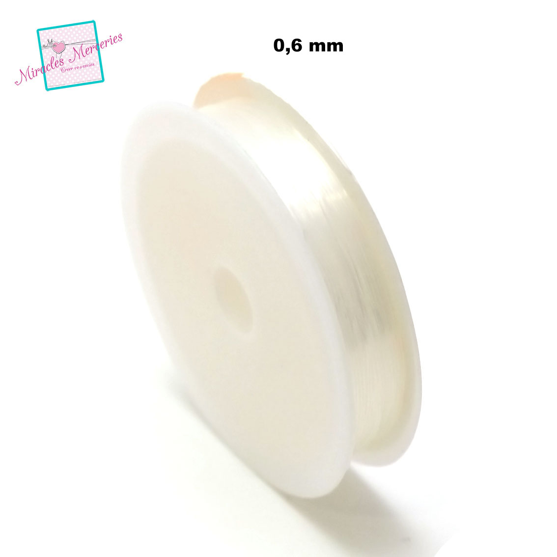 1 bobine de fil élastique 5 mx0,6 mm, transparent