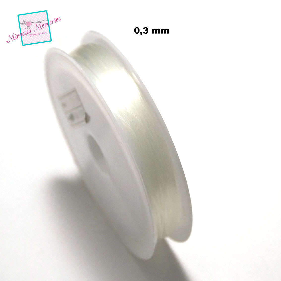 1 bobine de fil de pêche 0,3 mm x 100 m, blanc transparent