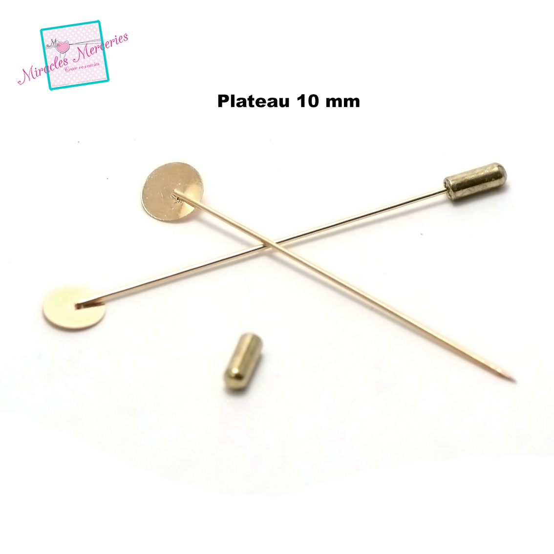 épingle support plateaux 10 mm doré