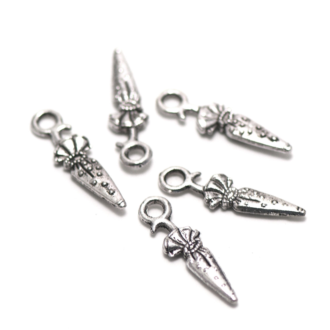20 breloques parapluie,25x6 mm,argenté, 050A