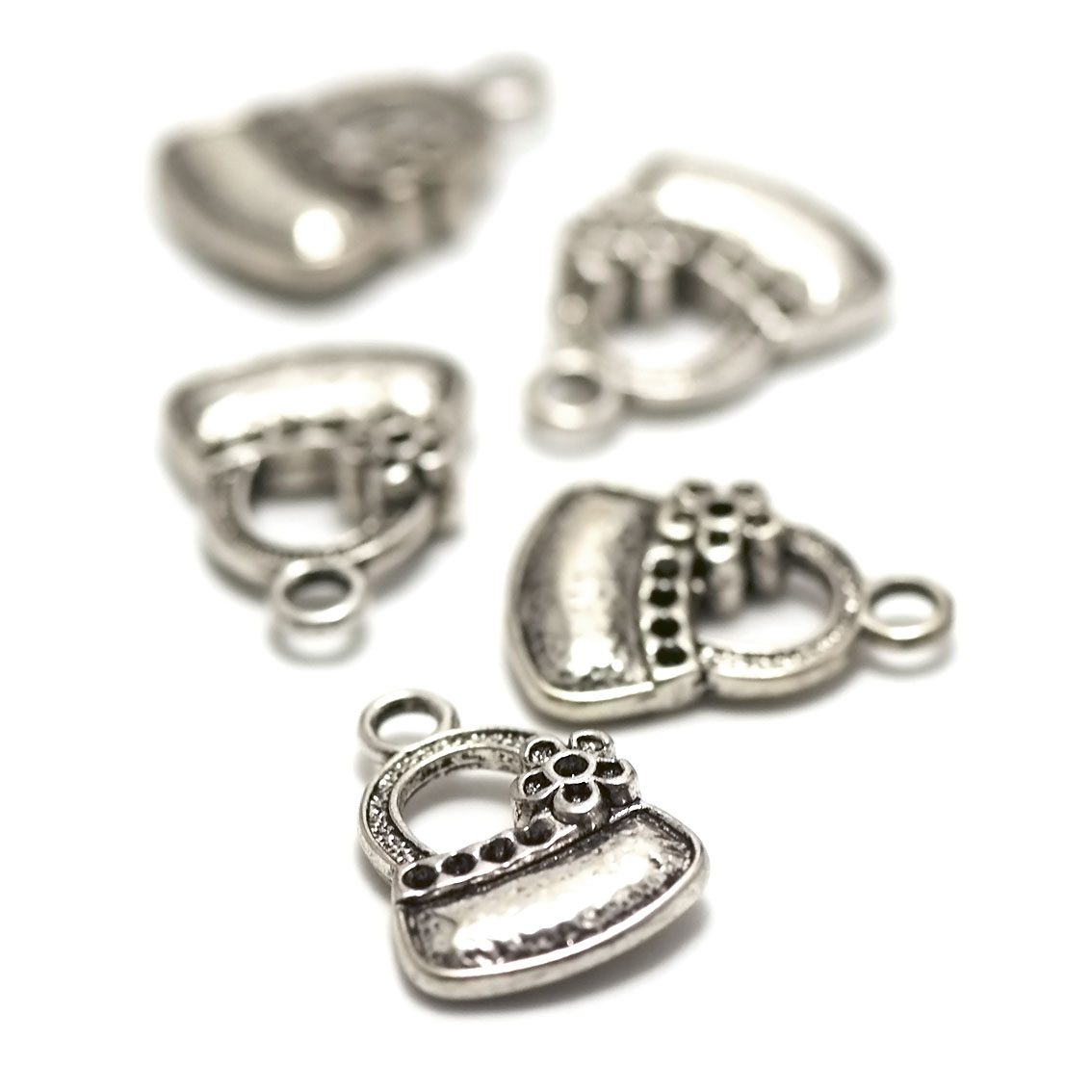10 breloques sac à main,20x15x3 mm,argenté, 055A