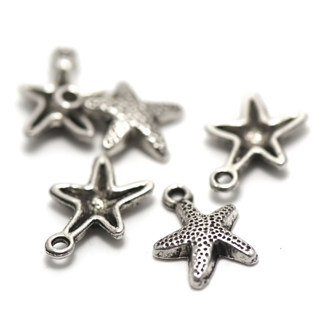 20 breloques étoile de mer,16x12 mm,argenté, 064A