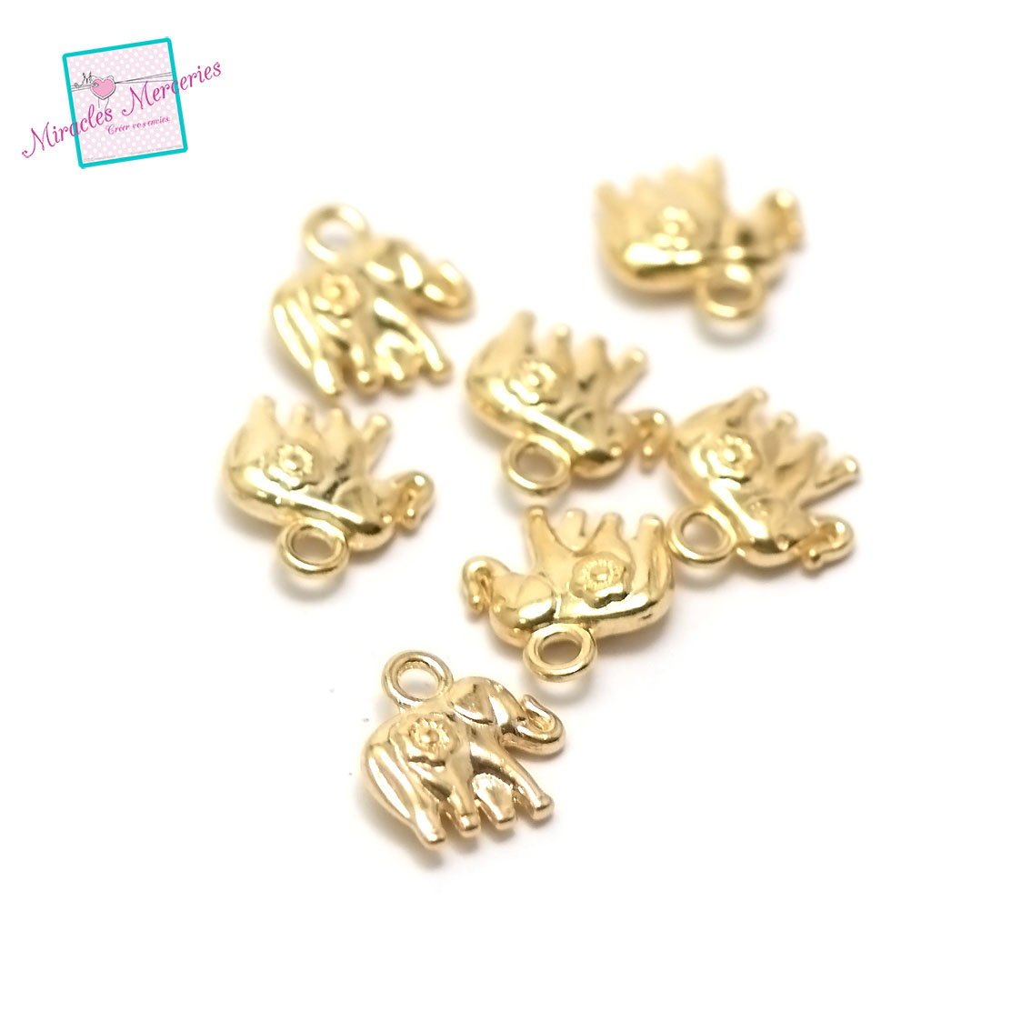 20 breloques éléphant12x11x4 mm, 006 doré