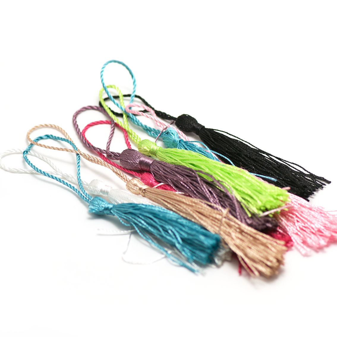 10 pompons en fil de soie 130 mm, assortiment de différentes couleurs