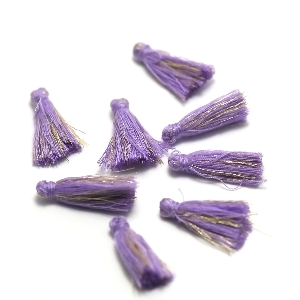 10 pompon en fil de coton doré 30 mm,violet clair et doré