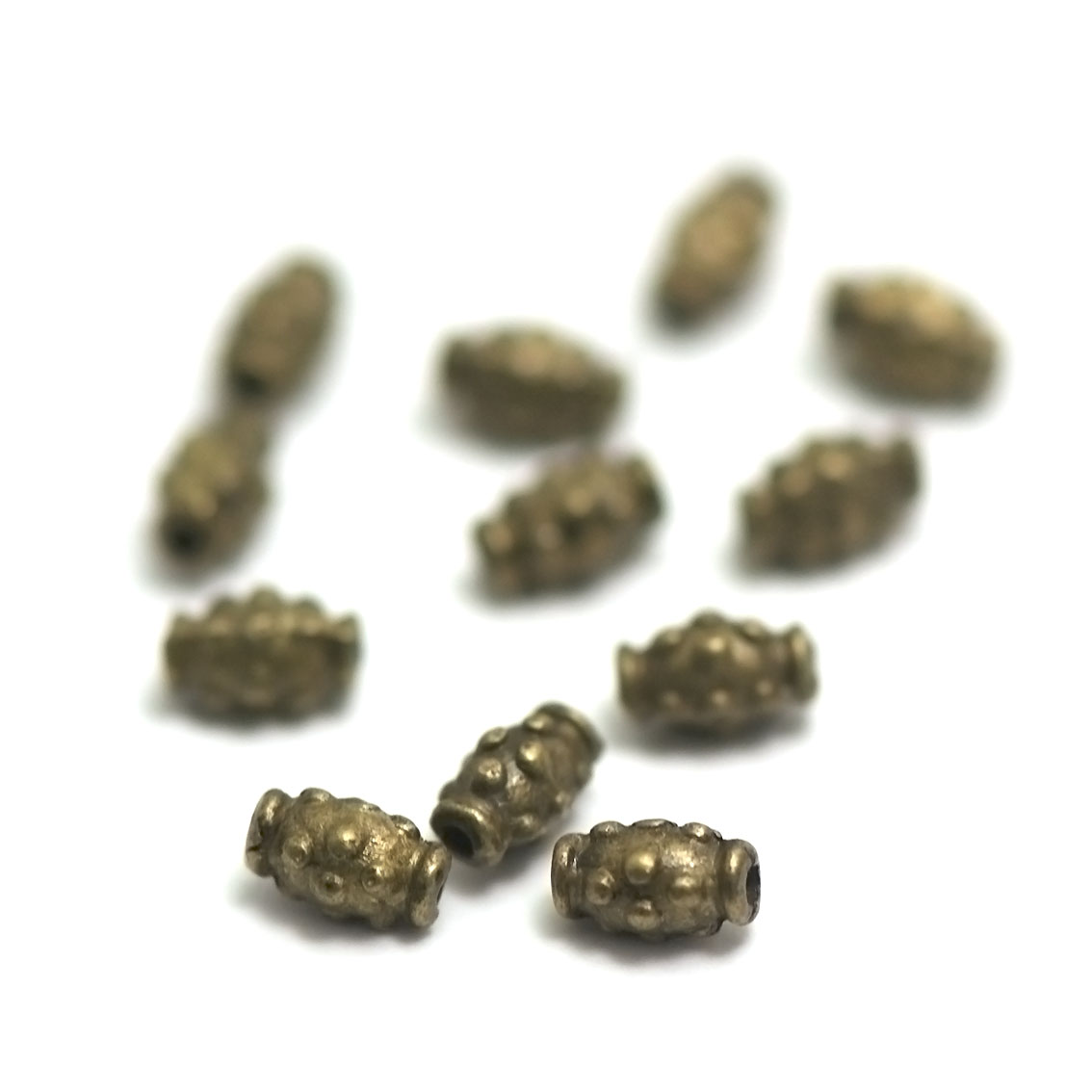 50 perles mini olive grainé 5x3 mm, bronze