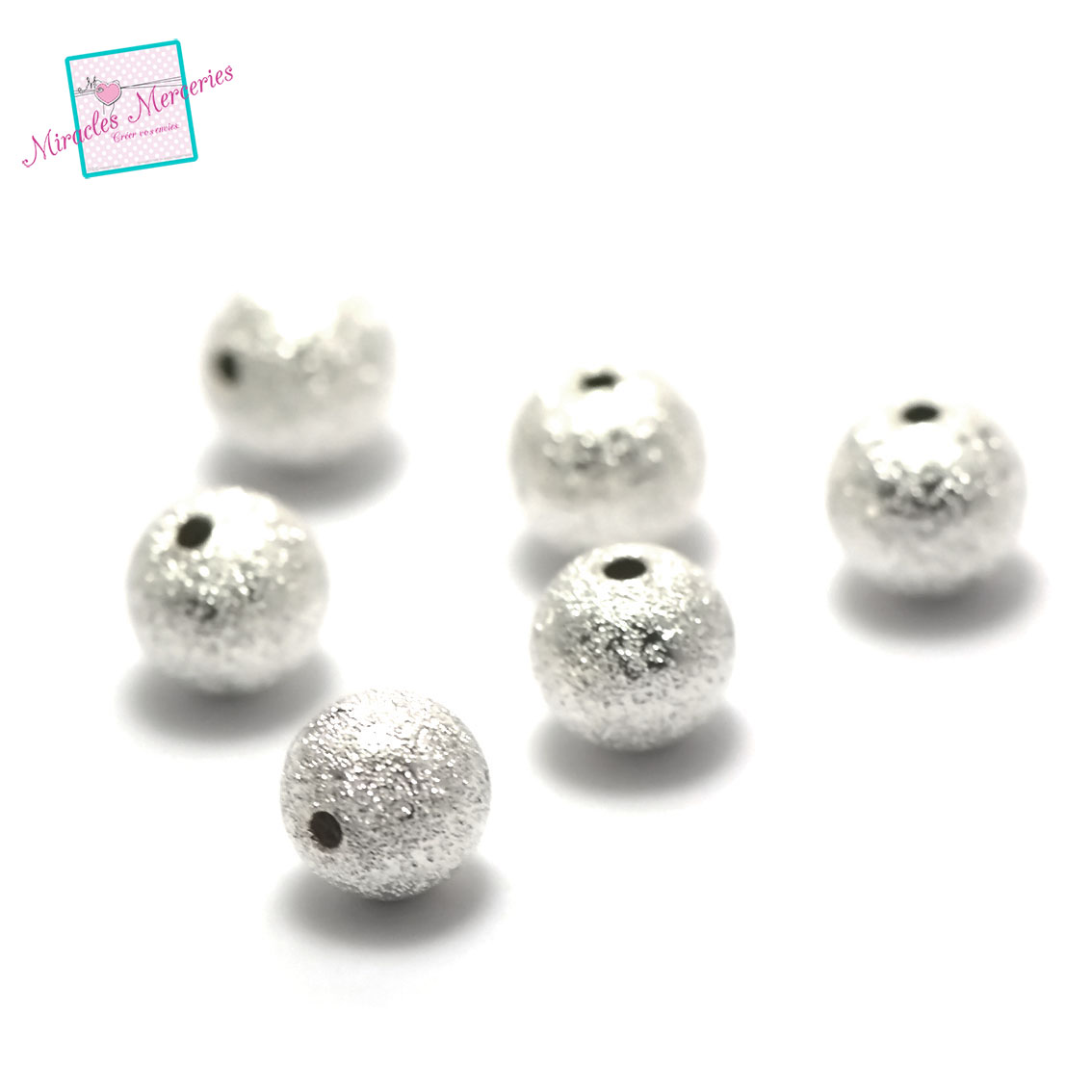 20 perles stardust ronde 10 mm,argenté