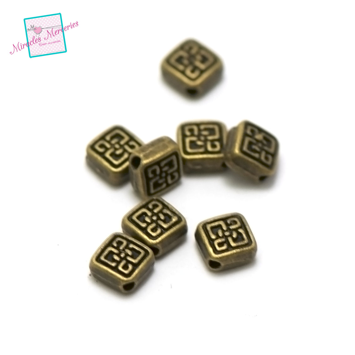 20 perles palet carrée7x7x4mm,bronze 006