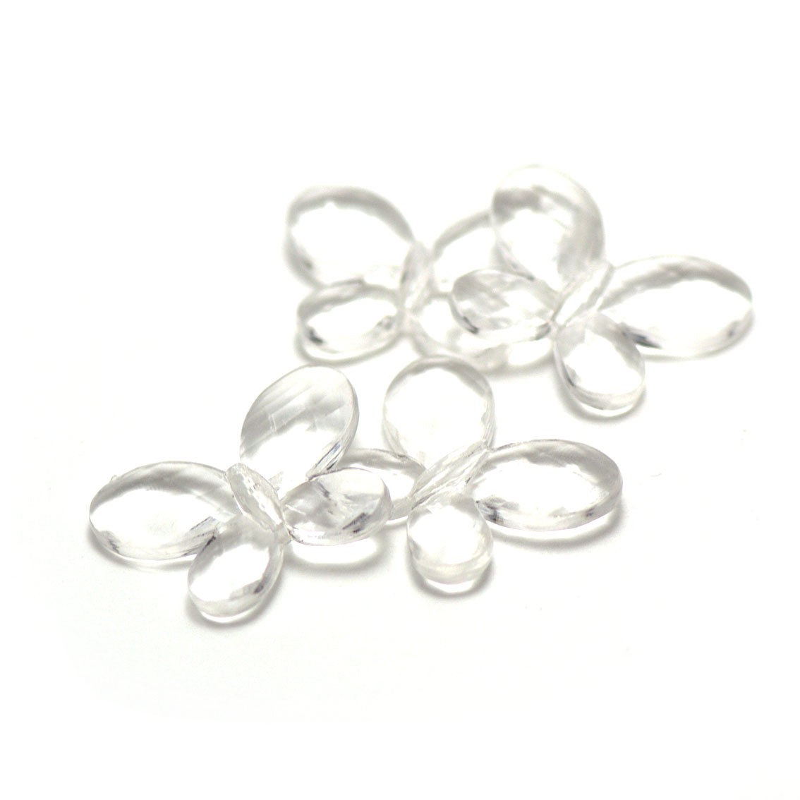 10 perles acryliques petit papillon30x22x4 mm, transparent
