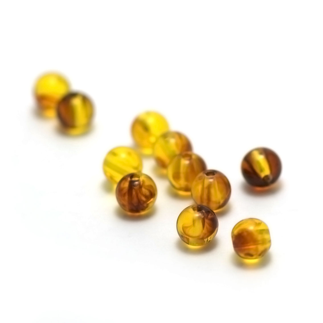 20 perles acryliques ronde7 mm ,ambré