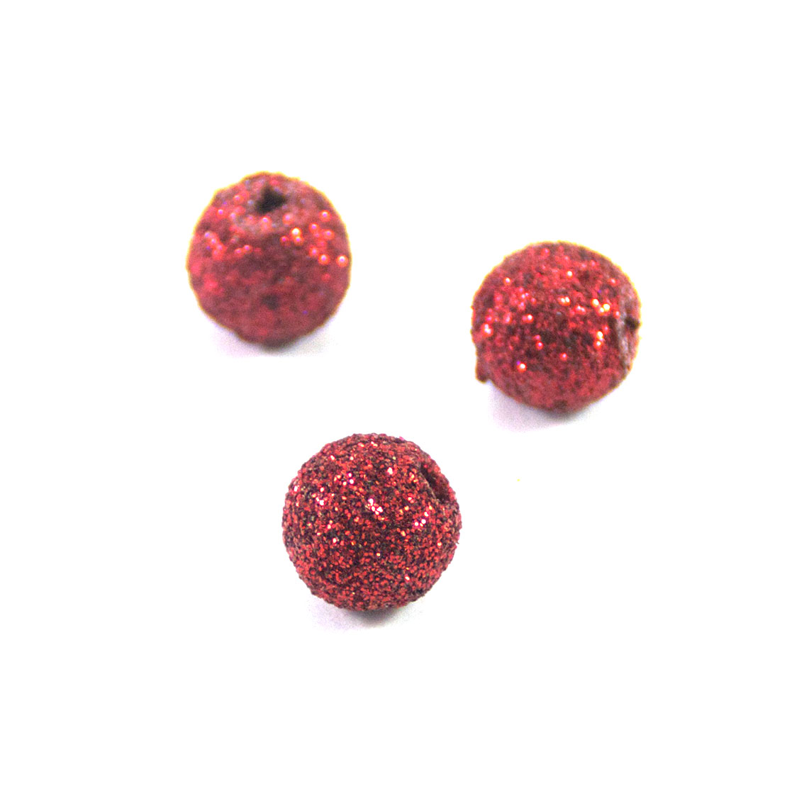 20 perles en acrylique très pailletées 10 mm , rouge
