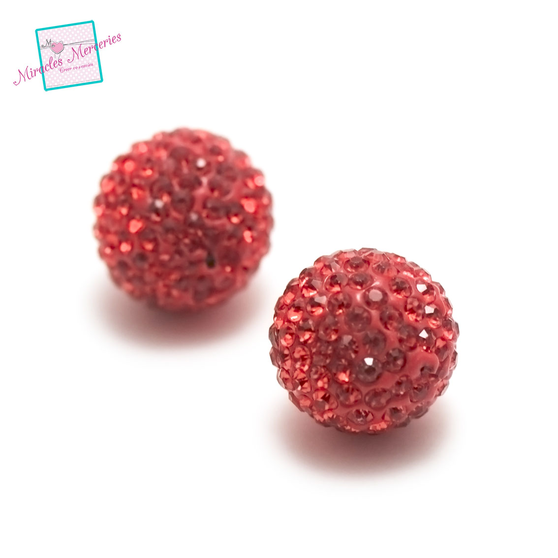 1 perle bola musicale strass 18 mm, rouge
