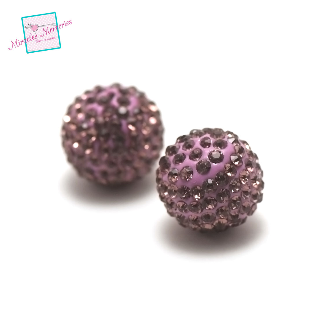 1 perle bola musicale strass 18 mm, lilas