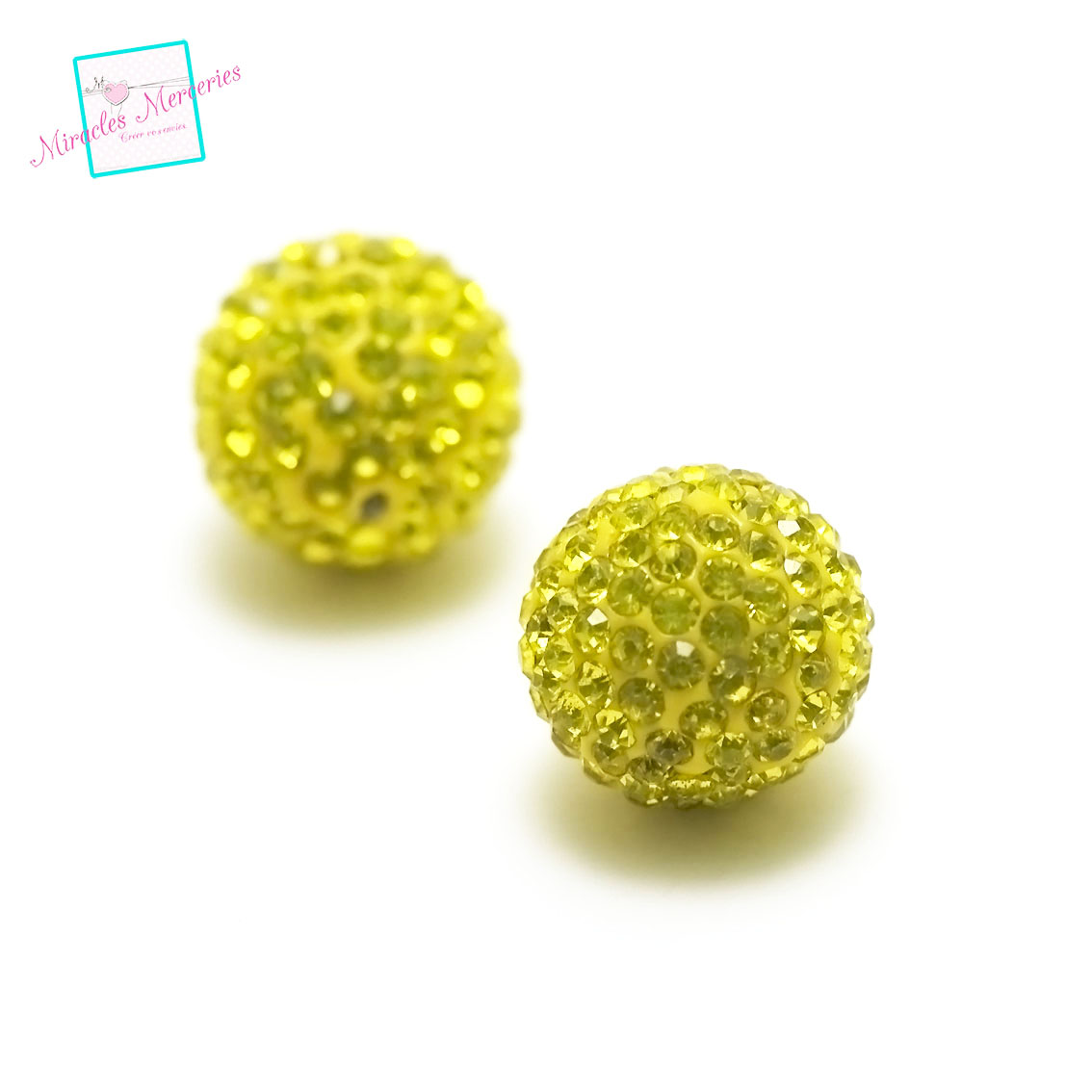 1 perle bola musicale strass 18 mm, jaune