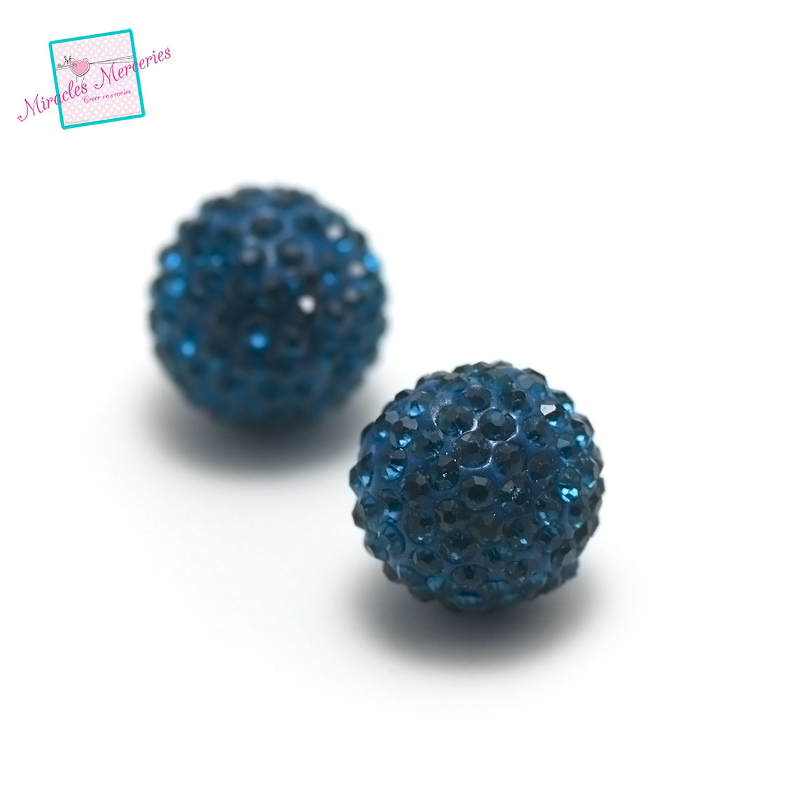 1 perle bola musicale strass 18 mm,bleu sapphir