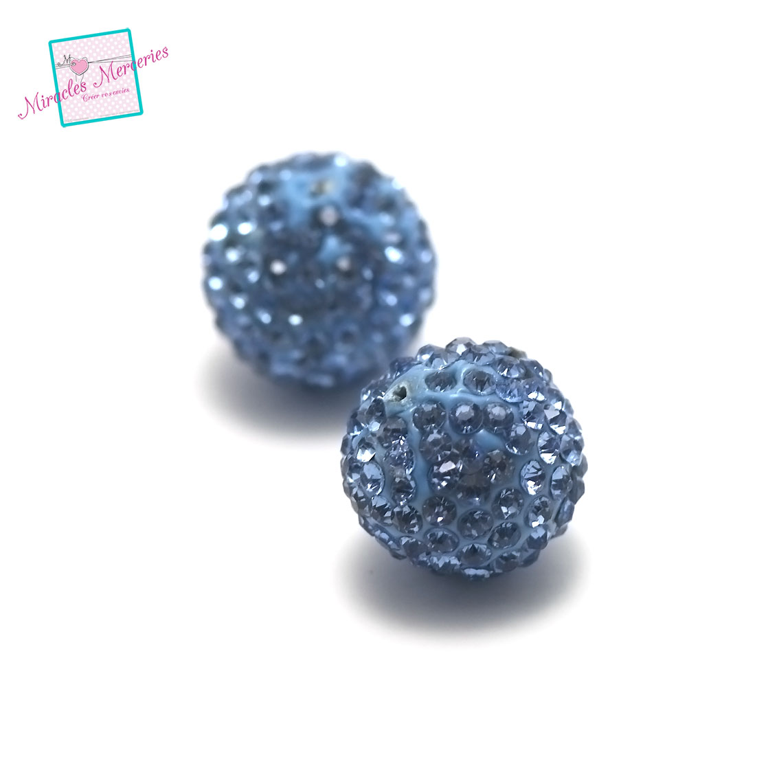 1 perle bola musicale strass 18 mm, bleu ciel