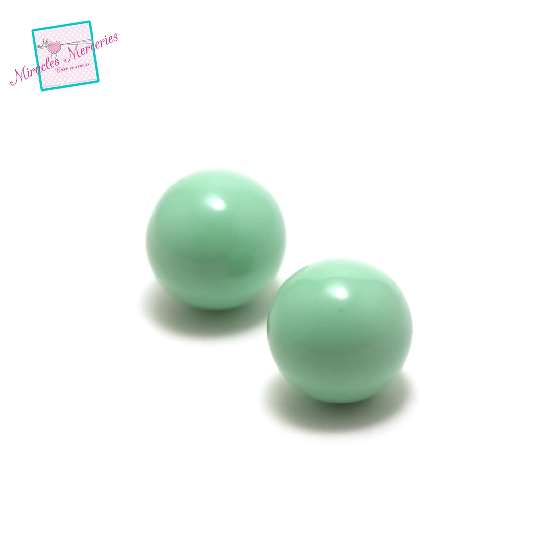 1 perle bola musicale classique 16 mm en cuivre, vert menthe