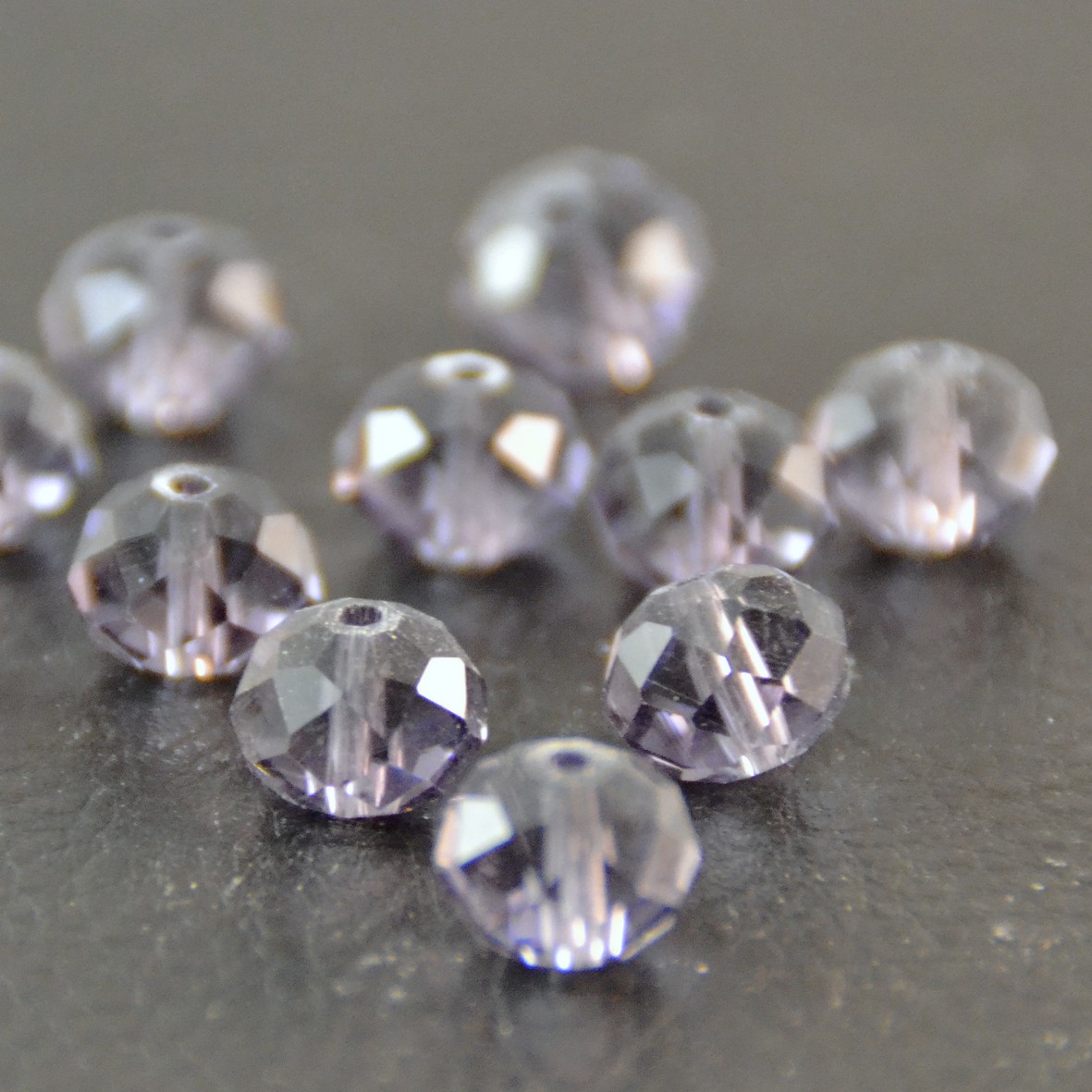 10 grandes perles rondelette facettée10x7 mm,lilas