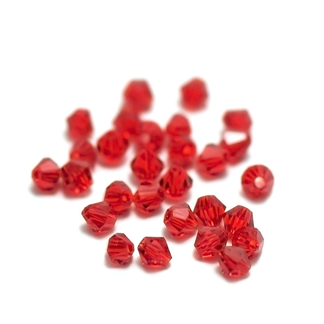 30 perles de cristal toupie 4x4 mm, rouge