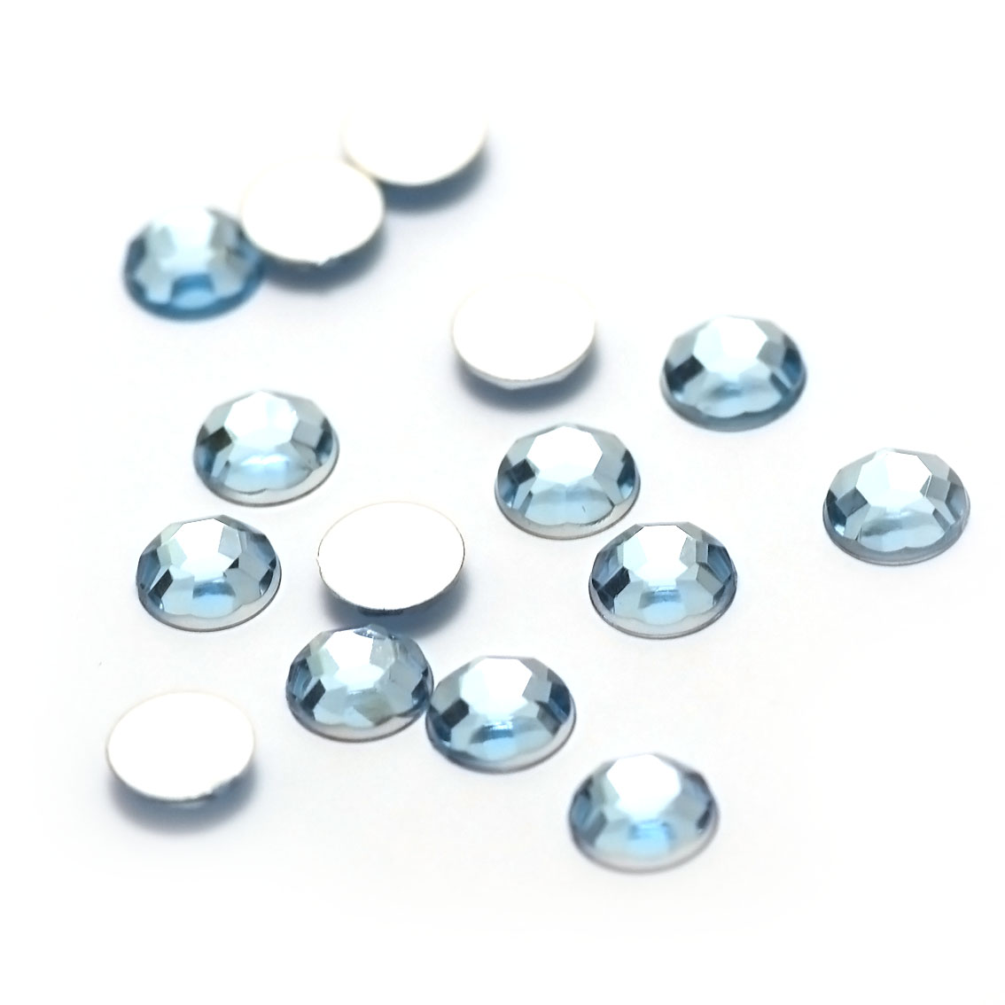 20 perles strass en verre à coller dôme 10 mm, bleu