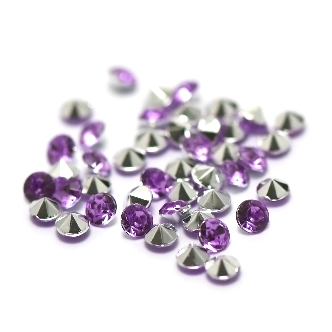 5g de perles strass en verre à coller cône 4 mm, violet