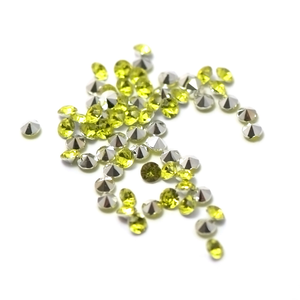 5g de perles strass en verre à coller cône 4 mm, vert fluor
