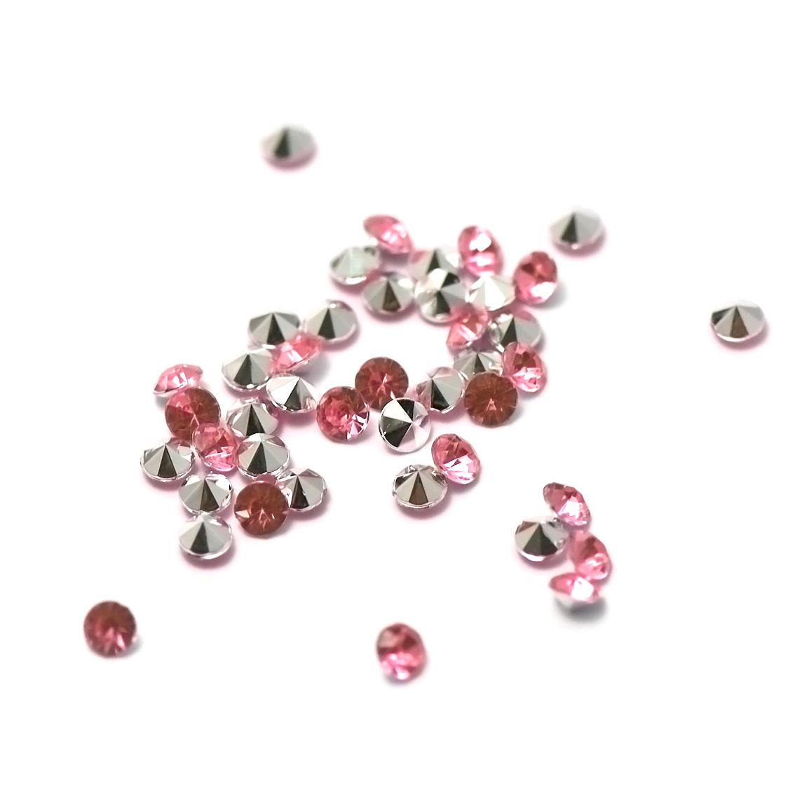5g de perles strass en verre à coller cône 4 mm, rose