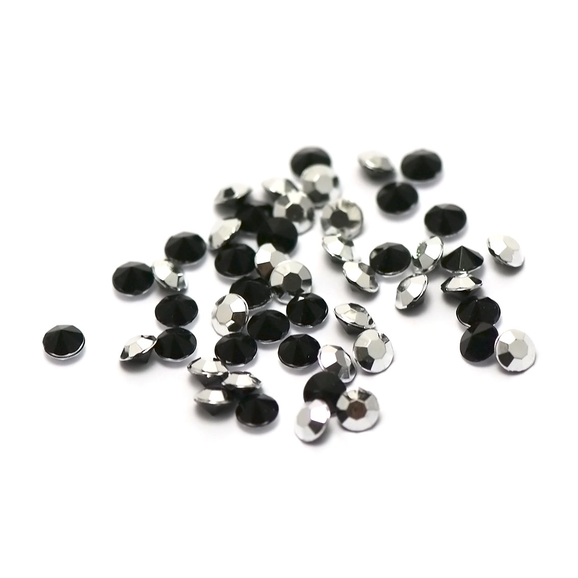 5g de perles strass en verre à coller cône 4 mm, noir