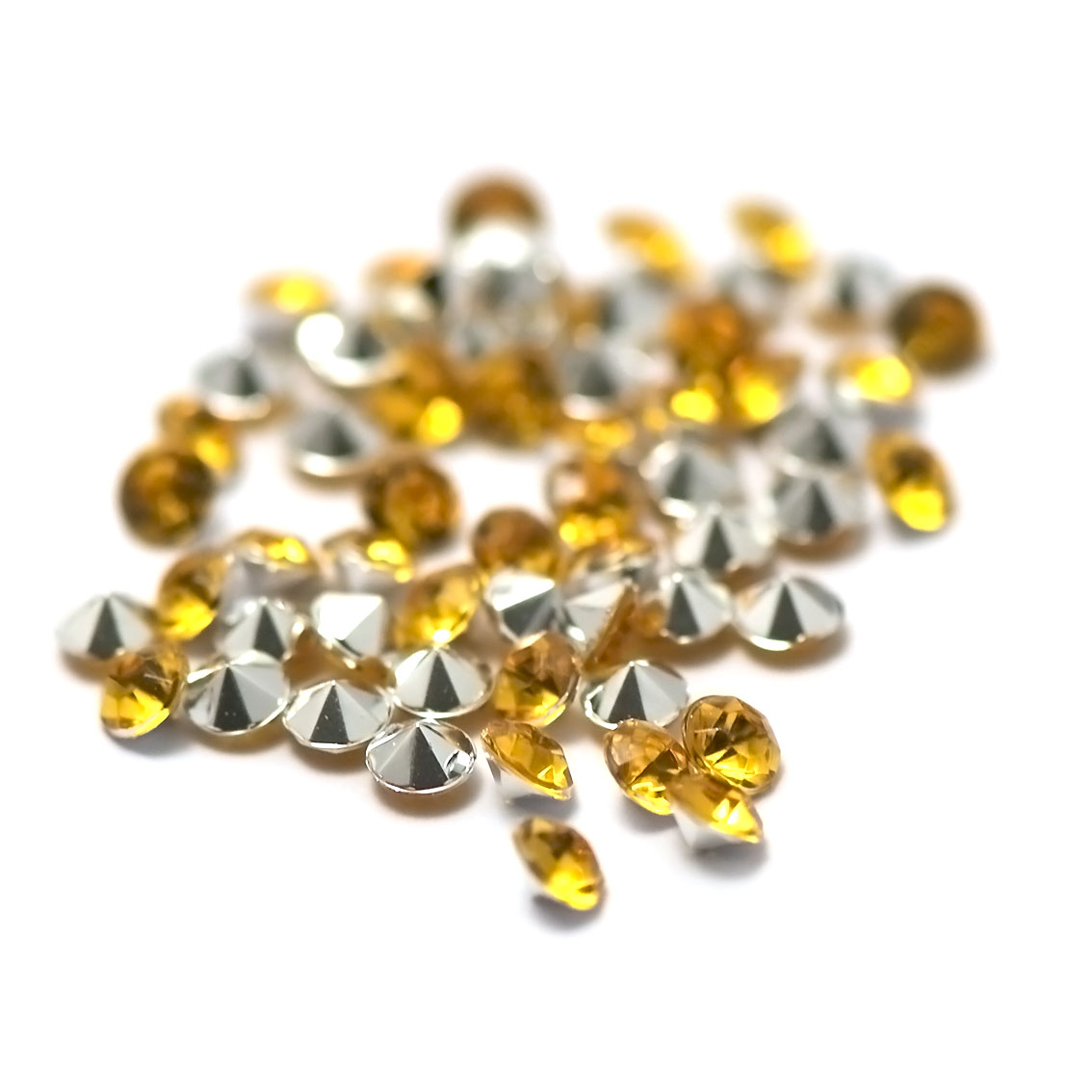 5g de perles strass en verre à coller cône 4 mm, jaune