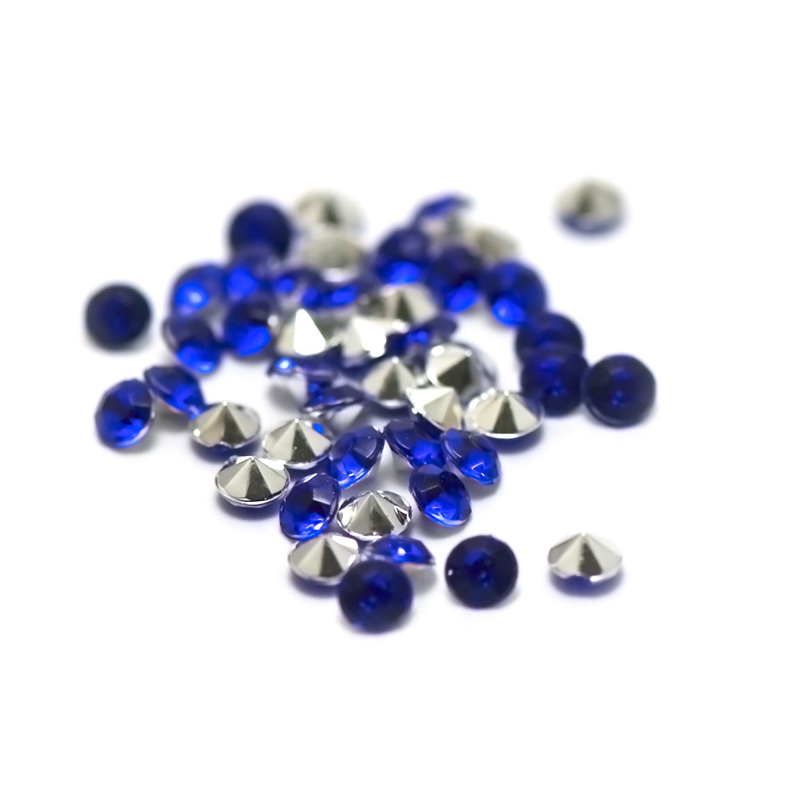 5g de perles strass en verre à coller cône 4 mm,bleu sapphir