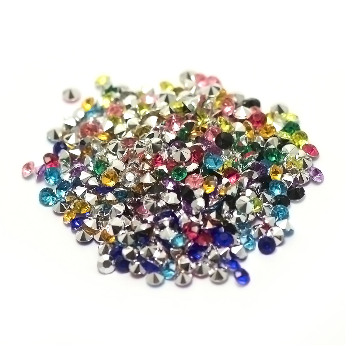 5g de perles strass en verre à coller cône 4 mm, assortiment de couleurs