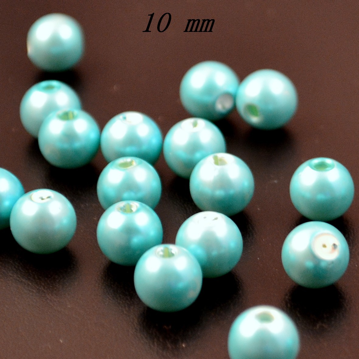100 perles en verre aspect nacré 10 mm,bleu