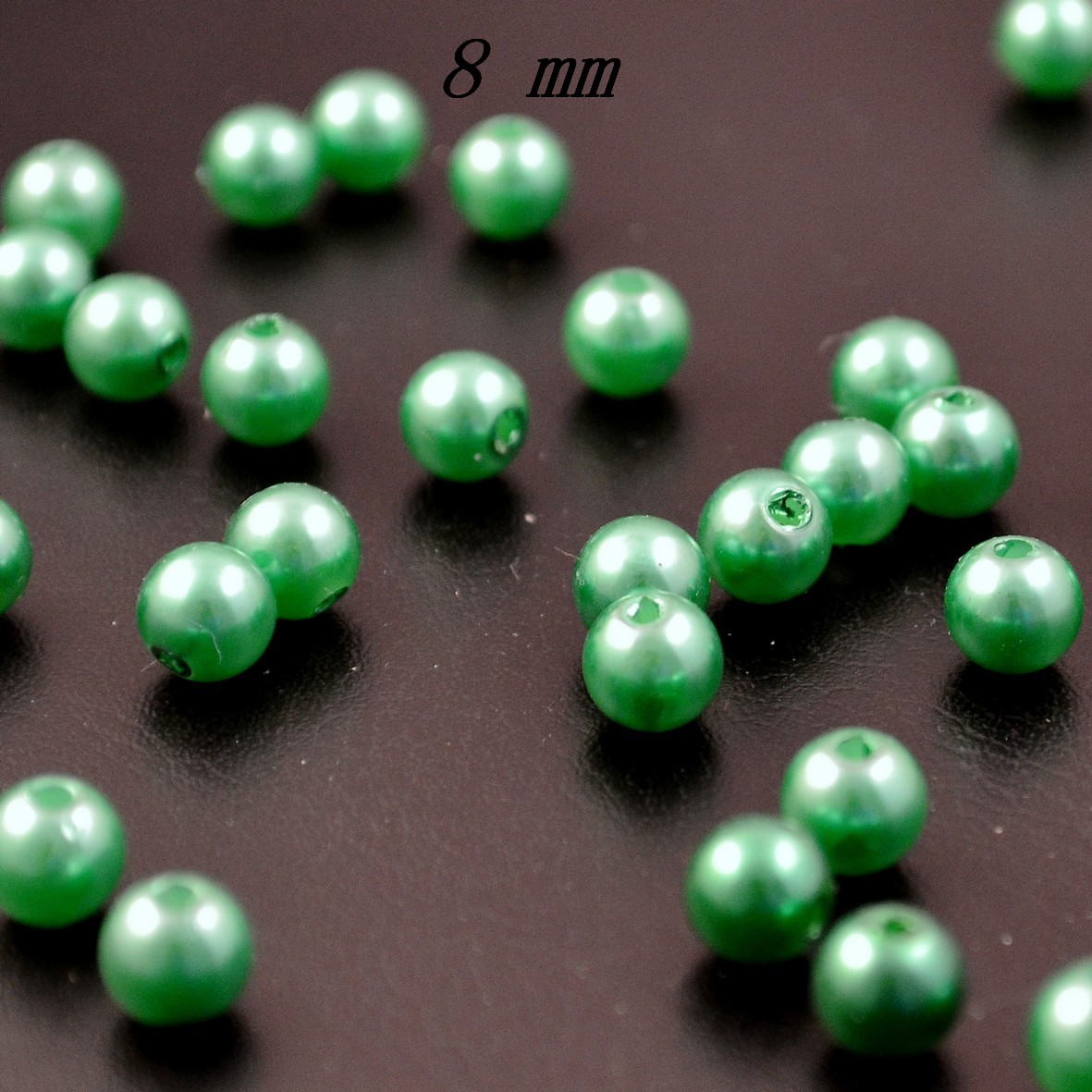 100 perles en verre aspect nacré 8 mm,vert