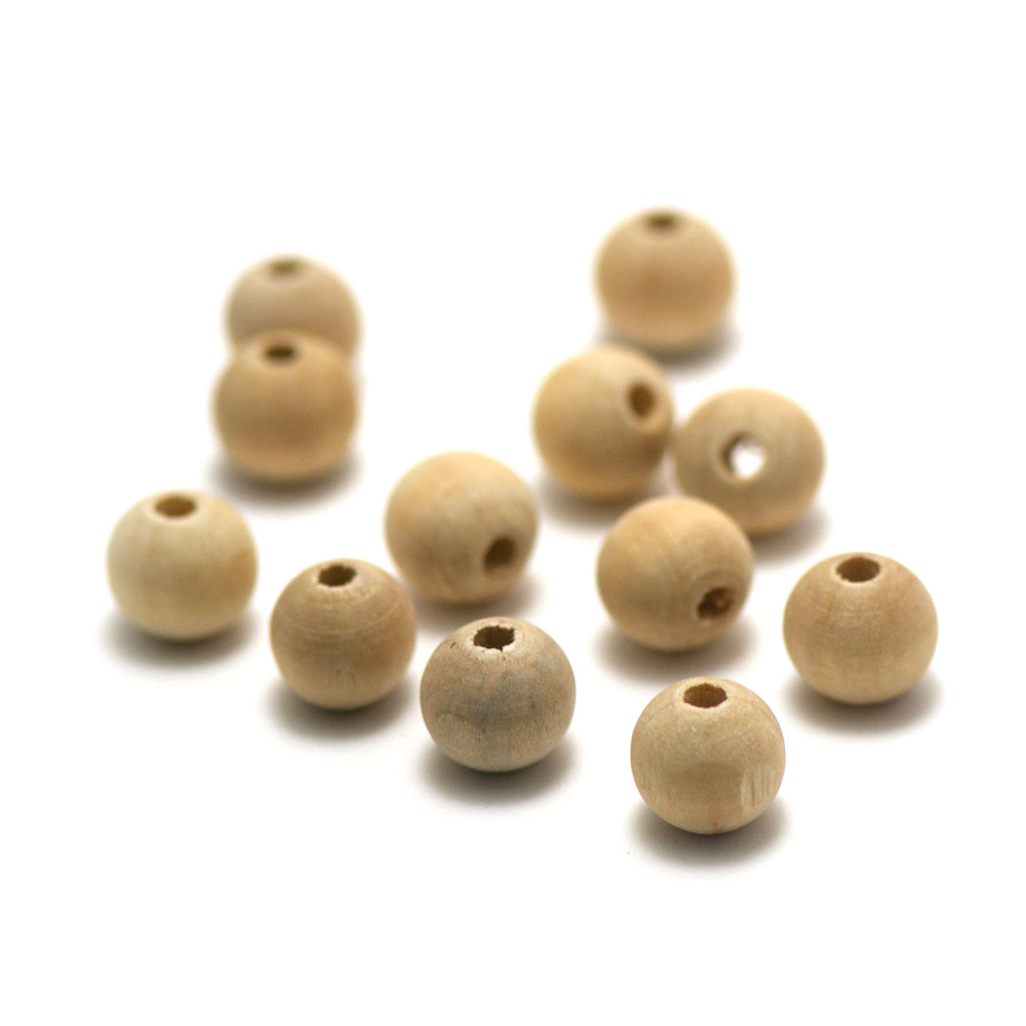 100 perles en bois brut ronde 10x9 mm,beige