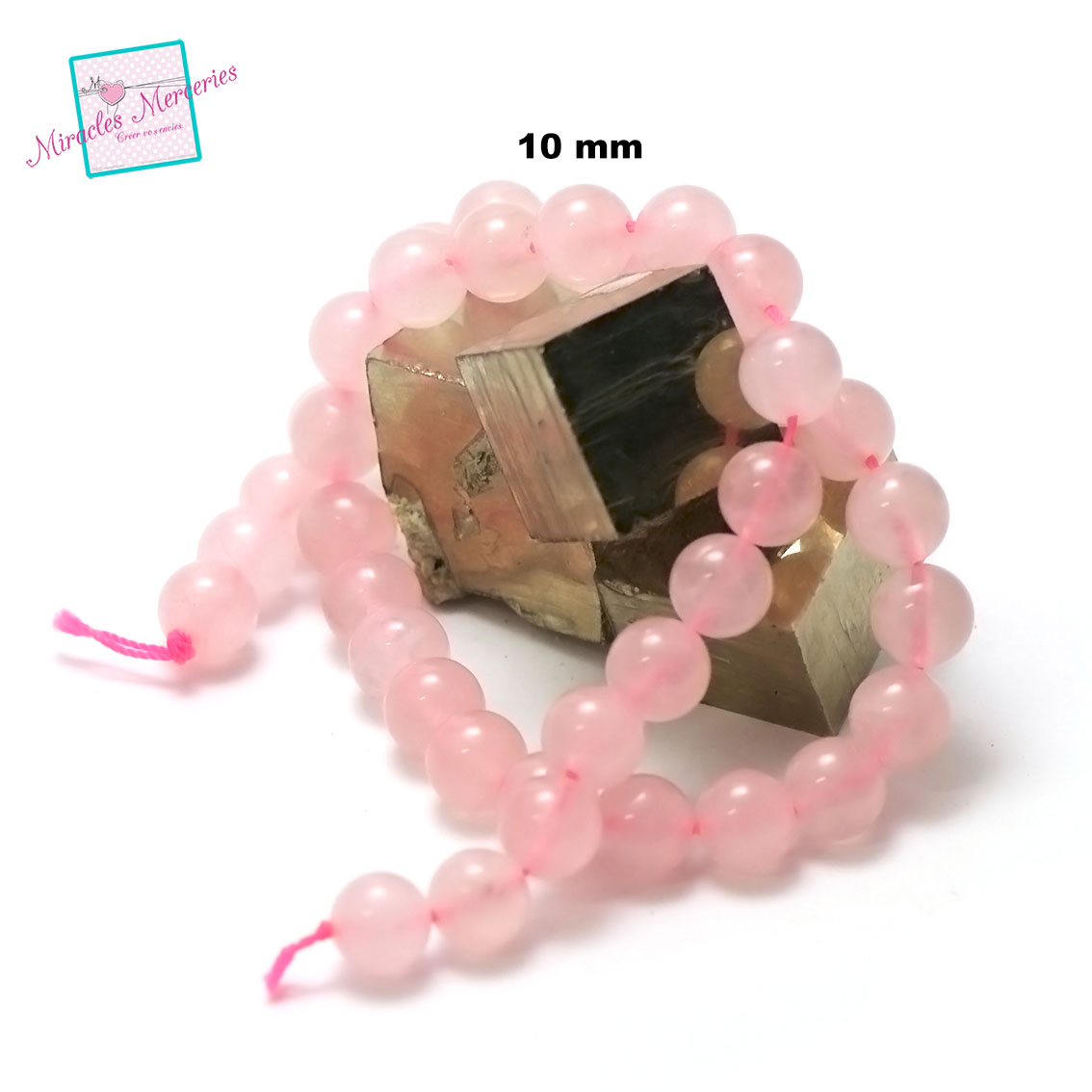 fil de 39 cm env 39 perles de quartz rose ronde 10 mm
