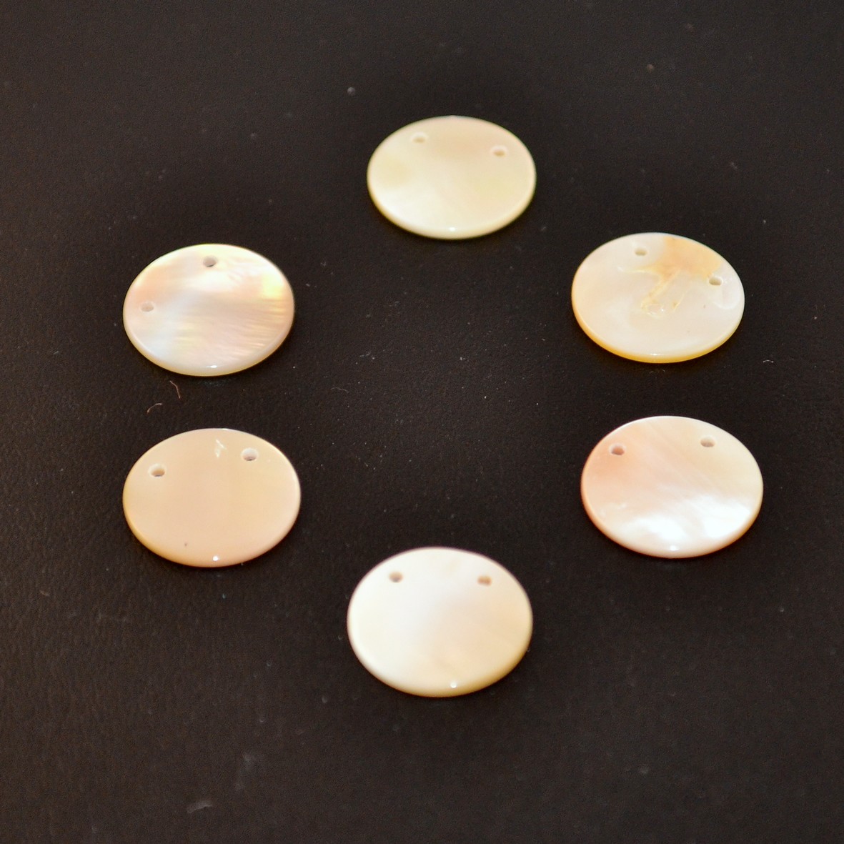 10 perles de nacre naturel  palet ronde , 15 mm