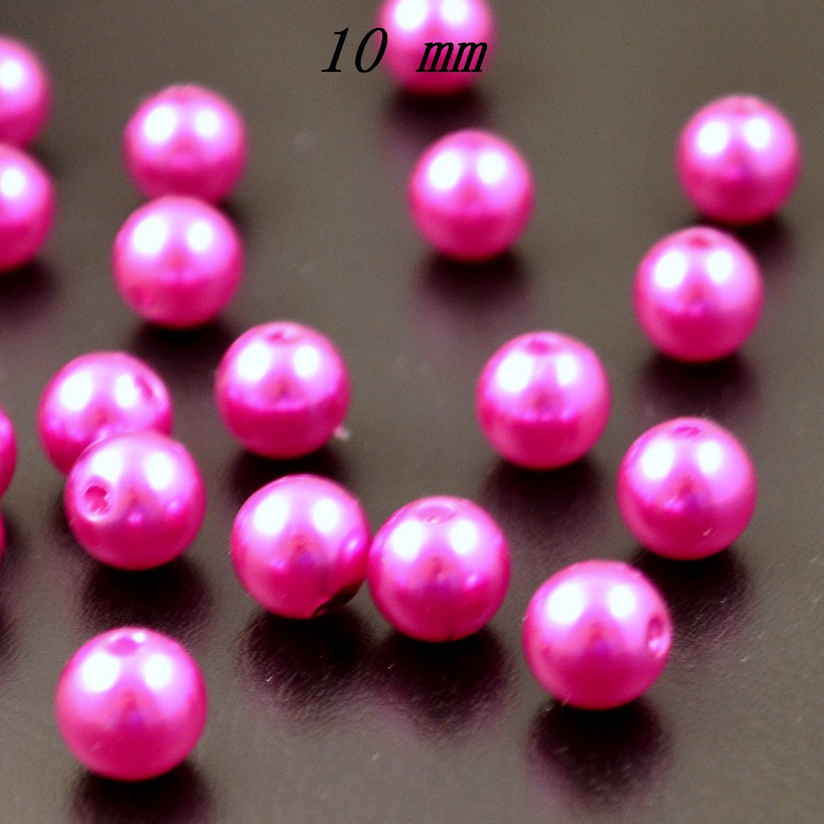 100 perles en verre aspect nacré 10 mm,fuchsia