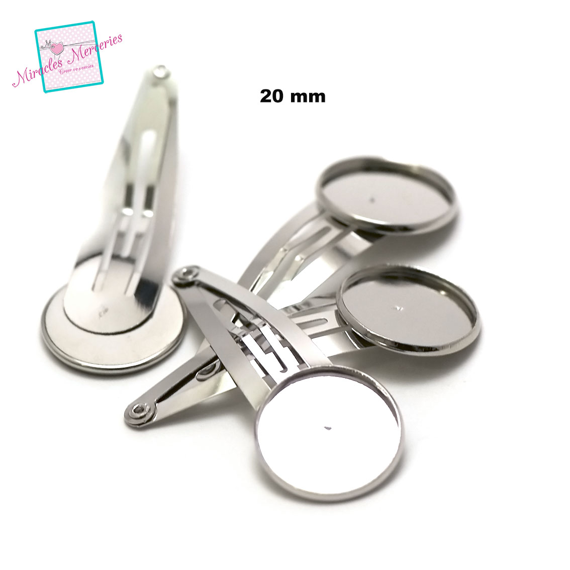 Lot De 5 Supports Cabochon Hiboux - Pour Cabochons 20mm - En Métal Argenté - Neuf - Fabriqué En France