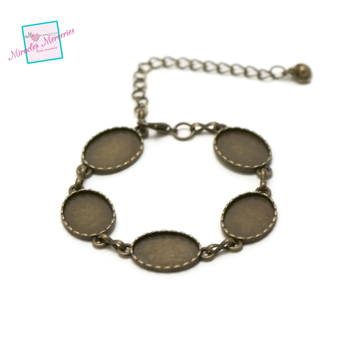 1 bracelet supports cabochon quintuple ovale 18x13 mm ,bronze