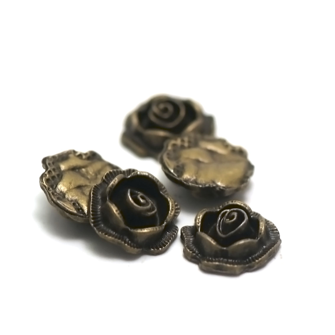 10 cabochons fleur 3 D 13x5 mm, bronze