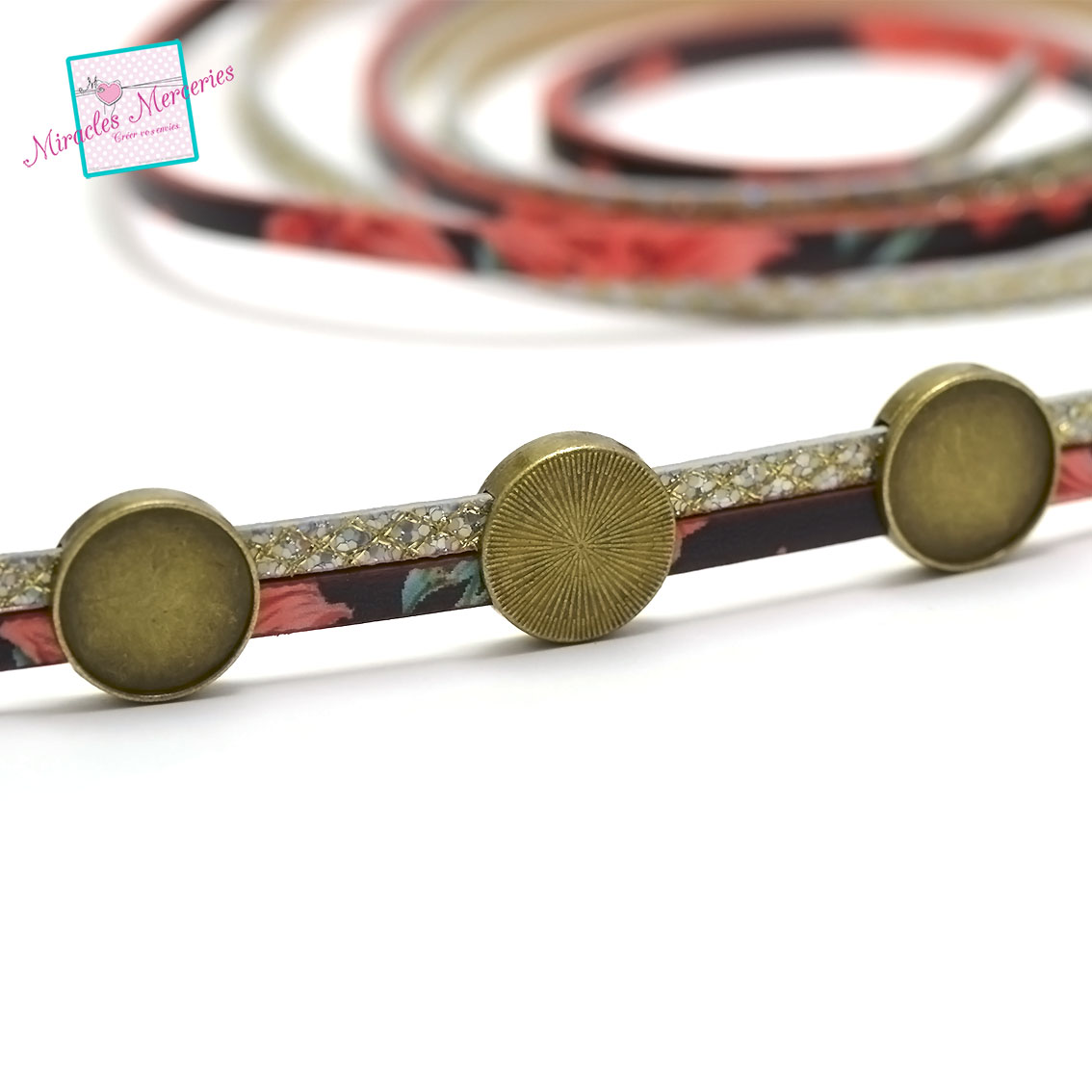 10 perles passantes/slides  pour lanière cuir 035b support cabochon 18 mm20x5 mm,bronze