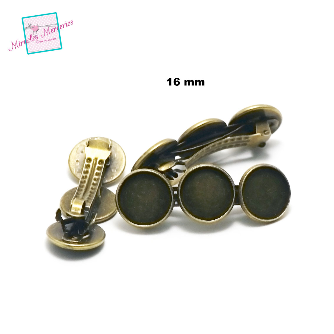 Lot De 4 Pinces à Cheveux Avec Support Pour Cabochons 12 Mm - Argenté, 60 Mm De Long