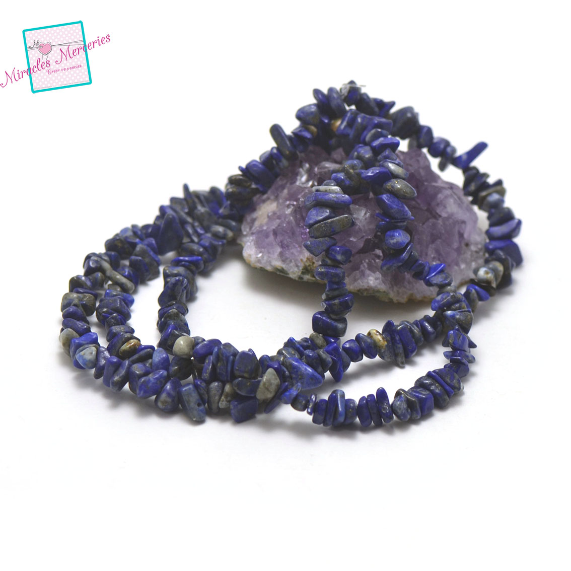 fil 84 cm env 300 perles de lapis lazuli chips,pierre naturelle