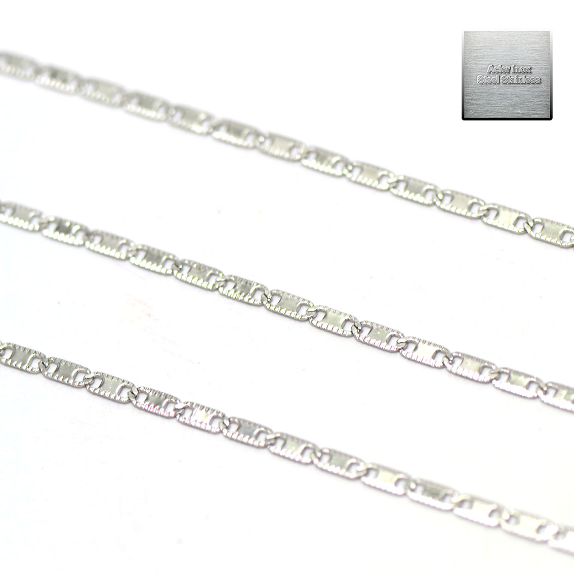 Acier inox: 1 m chaîne plaquette 3 mm , steel stainless 01