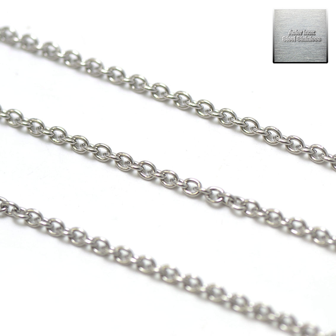 Acier inox: 1 m chaîne oval 4,5x3,8 mm, steel stainless 04