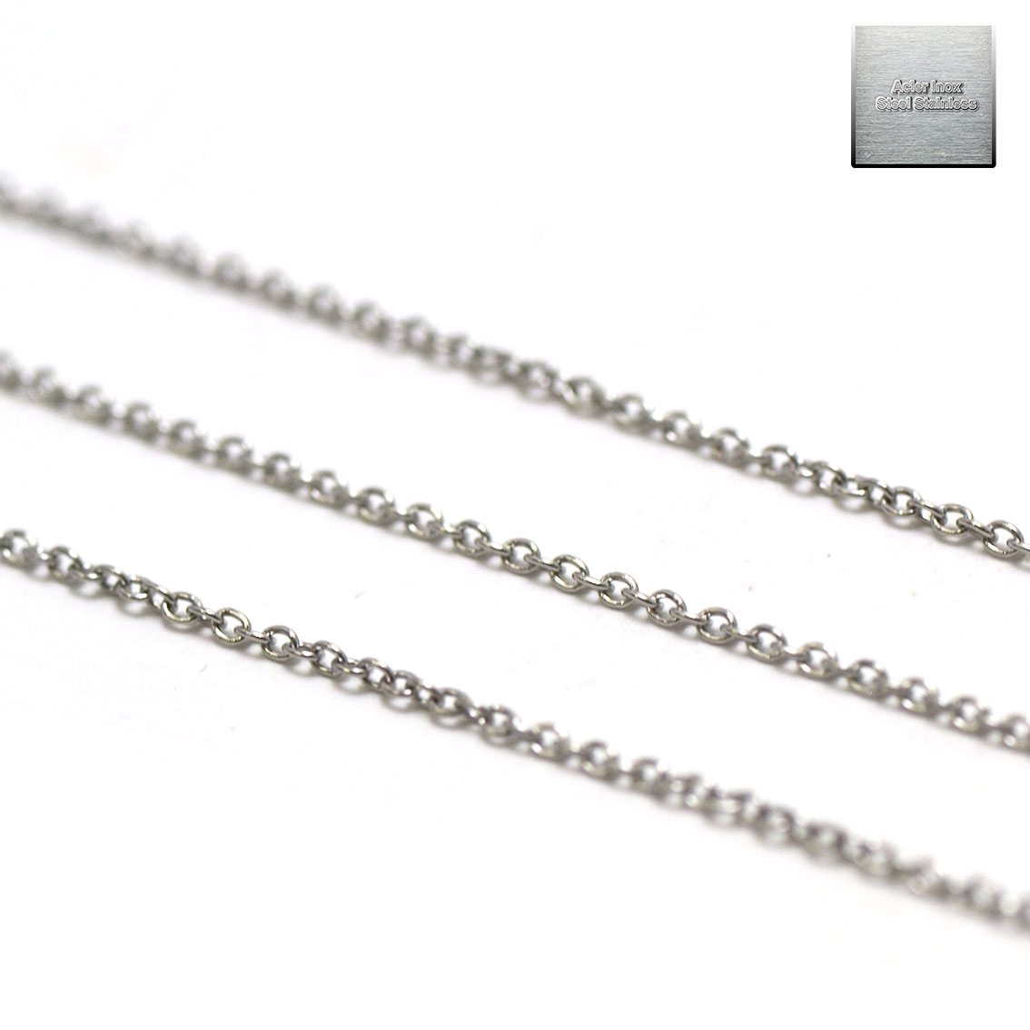 Acier inox: 1 m chaîne oval 2x1,5 mm , steel stainless 06