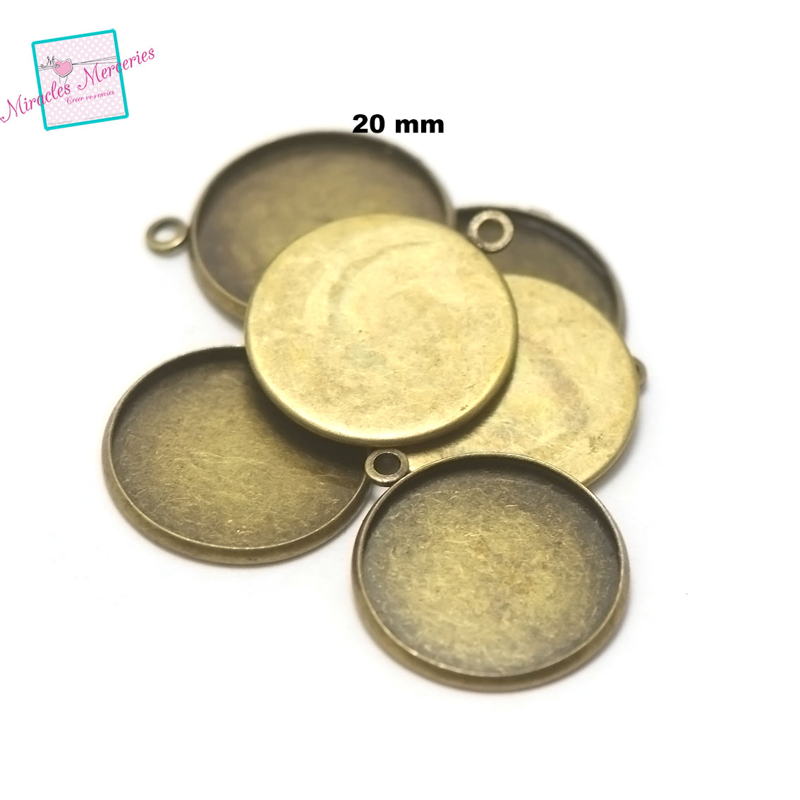 10 supports cabochon pendentif ronde 20 mm,bronze