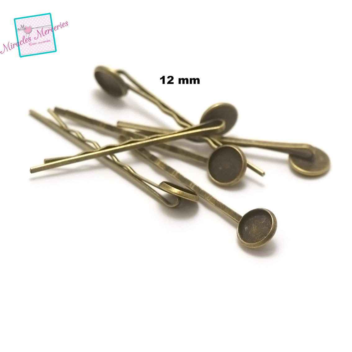 10 épingles à cheveux support cabochon 10 mm, bronze